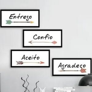 Conjunto 4 Quadros Palavras Positivas