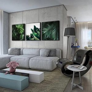 Quadro Folhas Verdes Costela De Adão Lindos Moldura 58x58cm