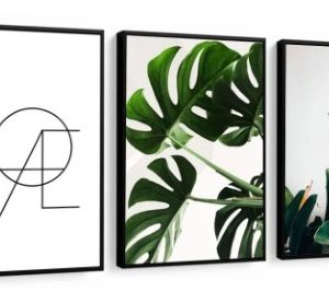 Quadros Decorativos Folhagens Folhas Verdes Love Amor Para Sala Quarto Recepção Escritório Decoração Criativa