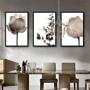 Quadro Decorativo Flores Folhagem Tons Marrom Sala Quarto